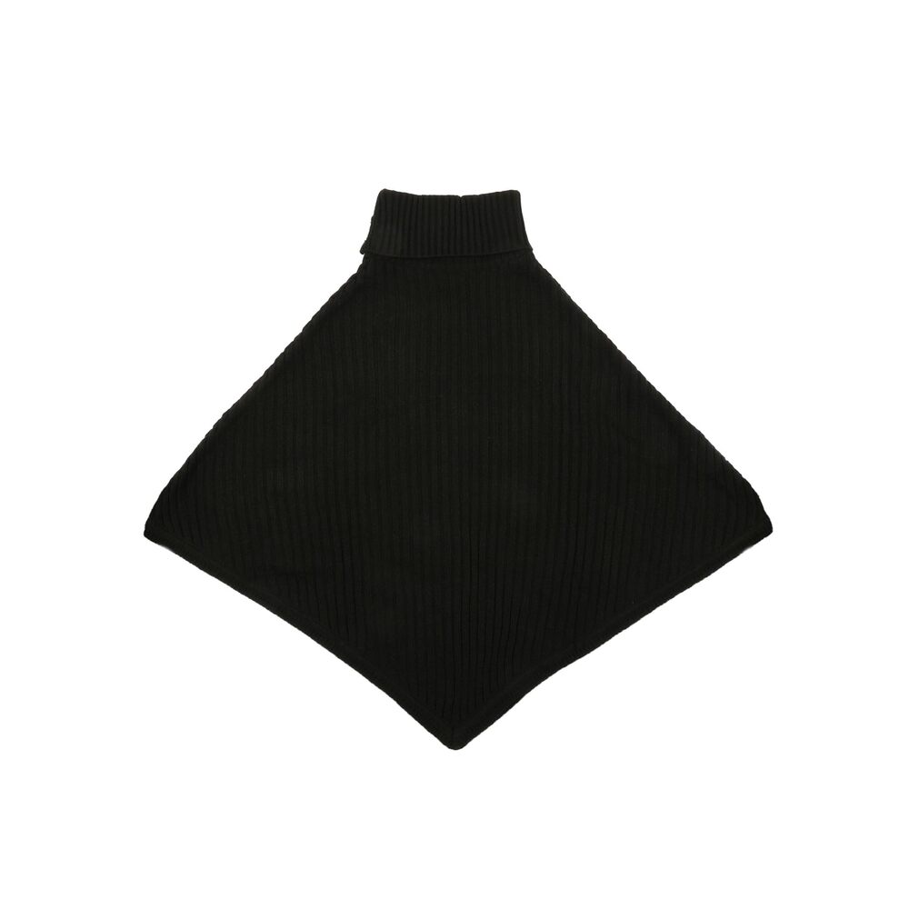 Michael Kors Women's Black Wide Rib Button Turtleneck Poncho One Size